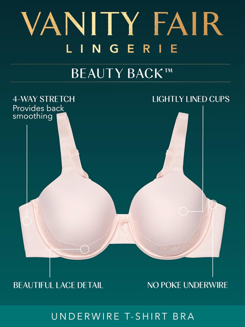 Vanity Fair Womens Full Figure Beauty Back Smoothing with Lace (36c-42dd) Bra, Underwire - White, 38D US - Image 2